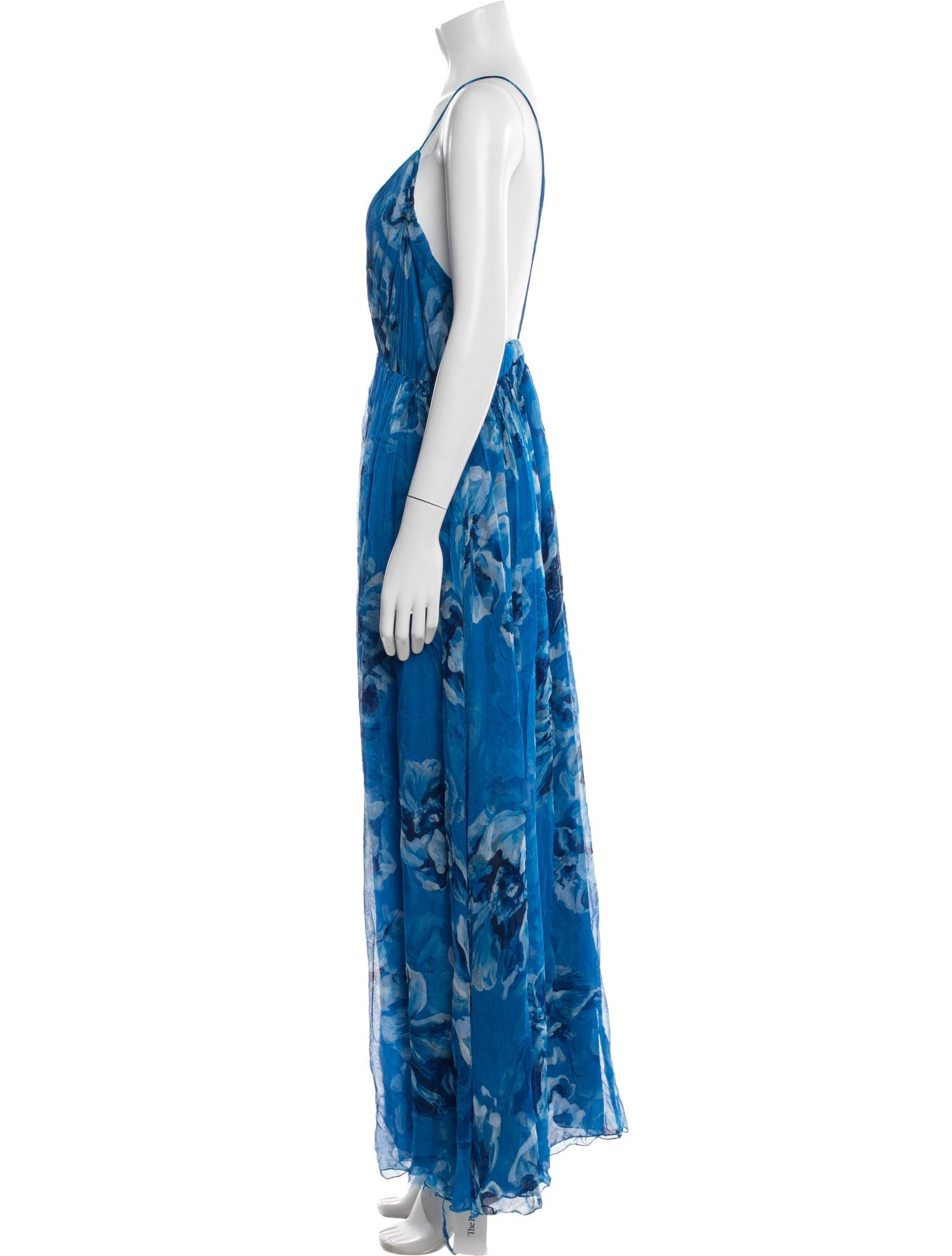 Halston Floral Print Long Dress