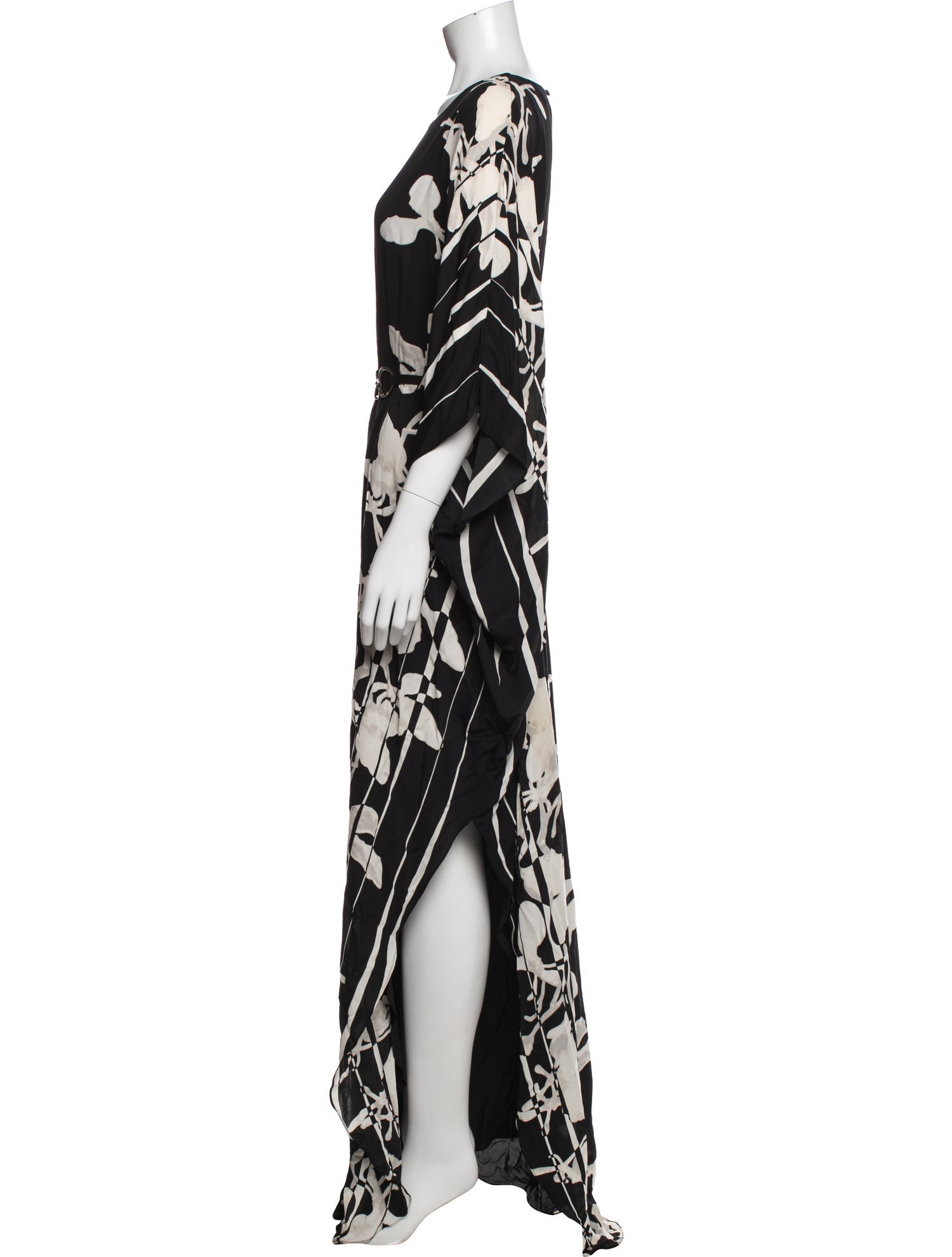Halston Floral Print Long Dress