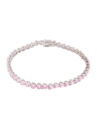 Hatton Labs Pink Crystal Heart Tennis Link Bracelet