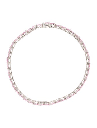 Hatton Labs Pink Crystal Heart Tennis Link Bracelet