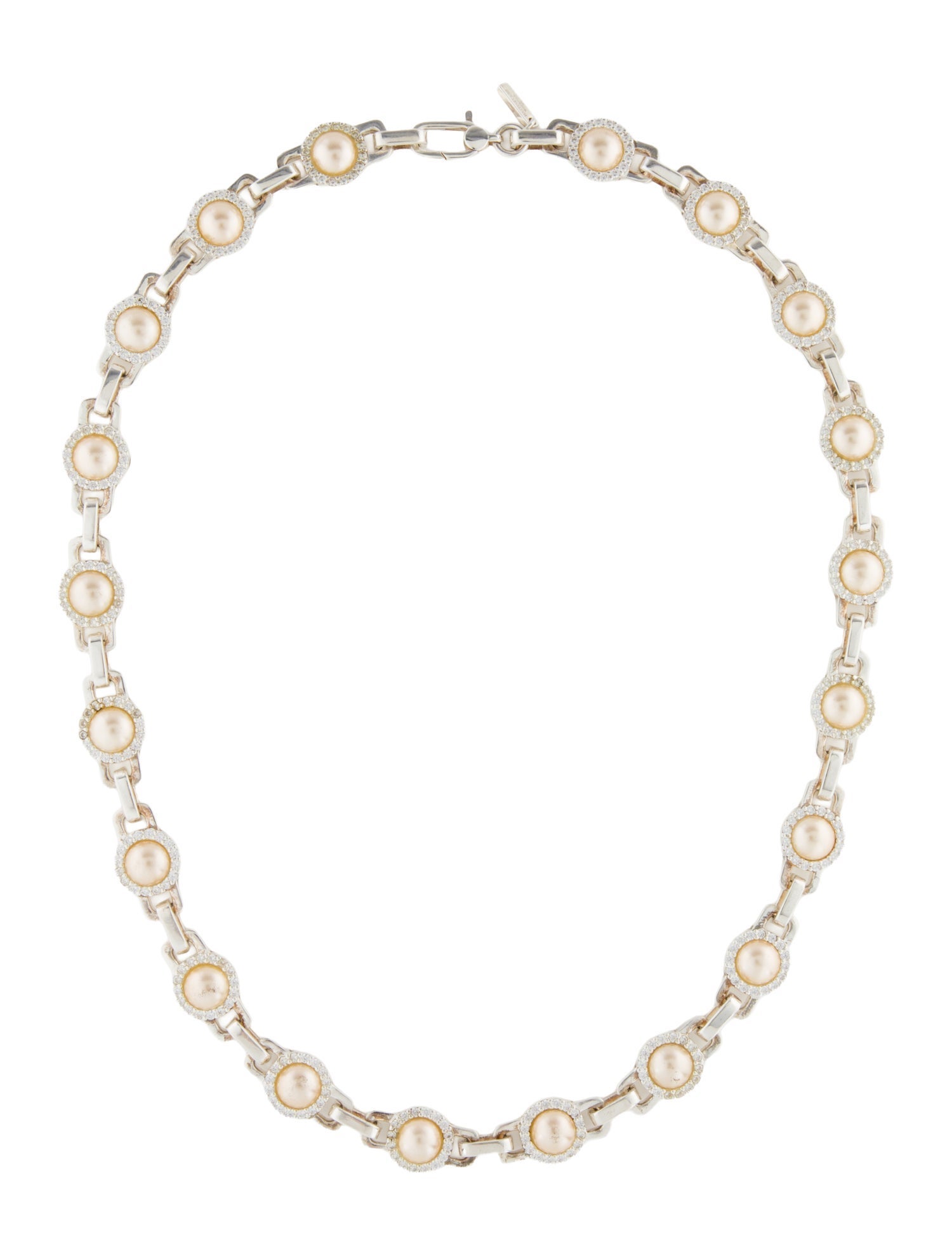 Hatton Labs Faux Pearl & Cubic Zirconia Romeo Link Chain Necklace