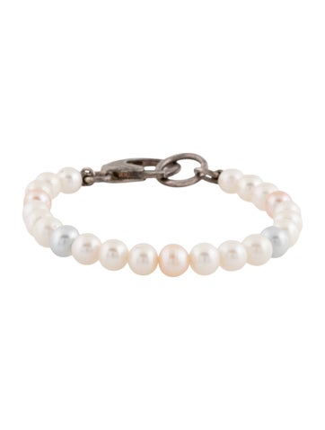 Pre-owned Hatton Labs Pearl Bead Bracelet, 7.25" In Blue/pink/white