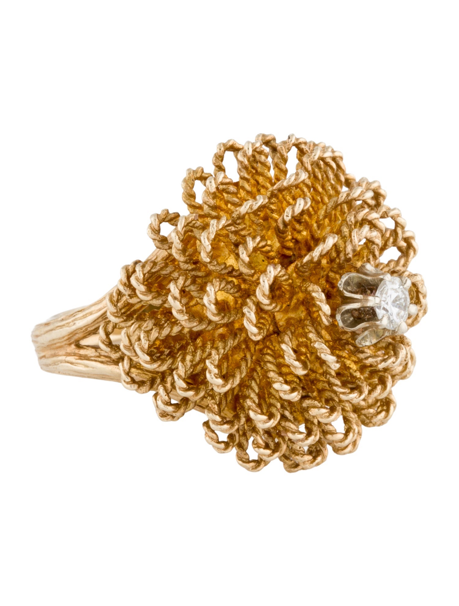 Hammerman Vintage 14K Diamond Wire Flower Cocktail Ring
