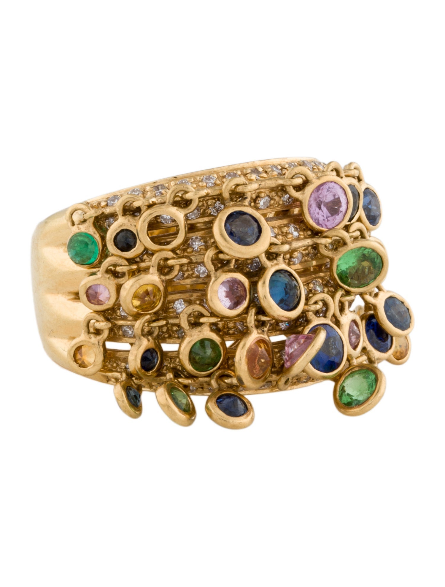 Hammerman 18K Multistone & Diamond Shaker Ring