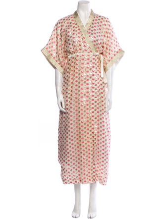 Daniel Hanson Polka Dot Print Mesh Accents Robe