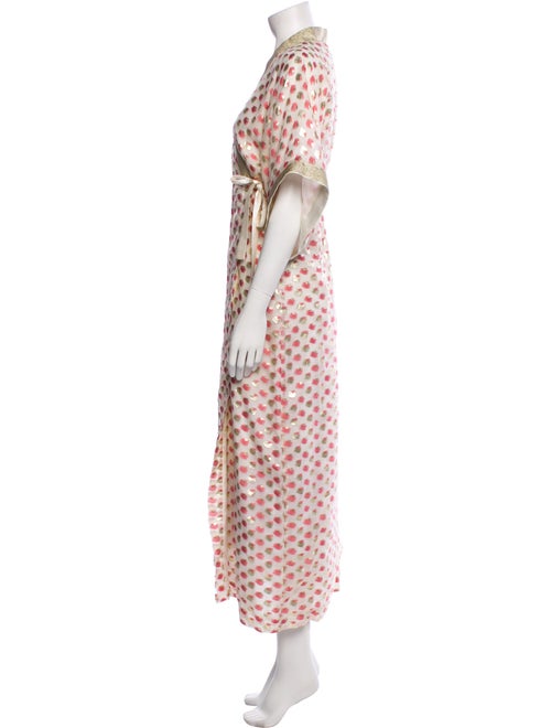 Daniel Hanson Polka Dot Print Mesh Accents Robe