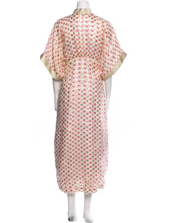 Daniel Hanson Polka Dot Print Mesh Accents Robe