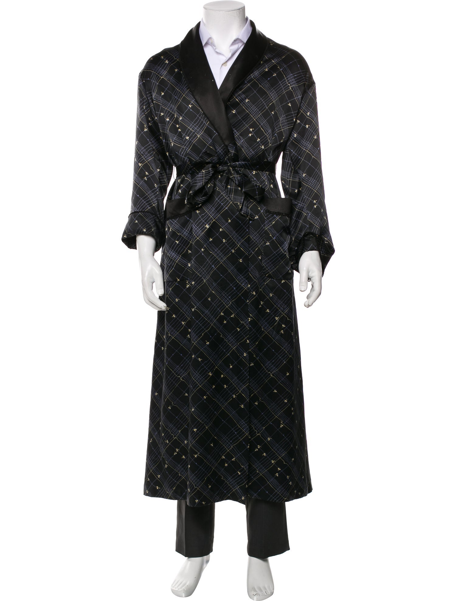 Daniel Hanson Silk Plaid Print Robe