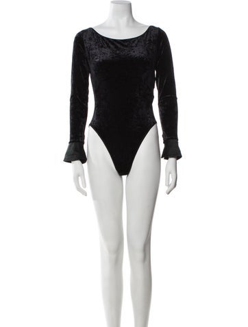 Harrods of London Tops Bateau Neckline Long Sleeve Bodysuit L