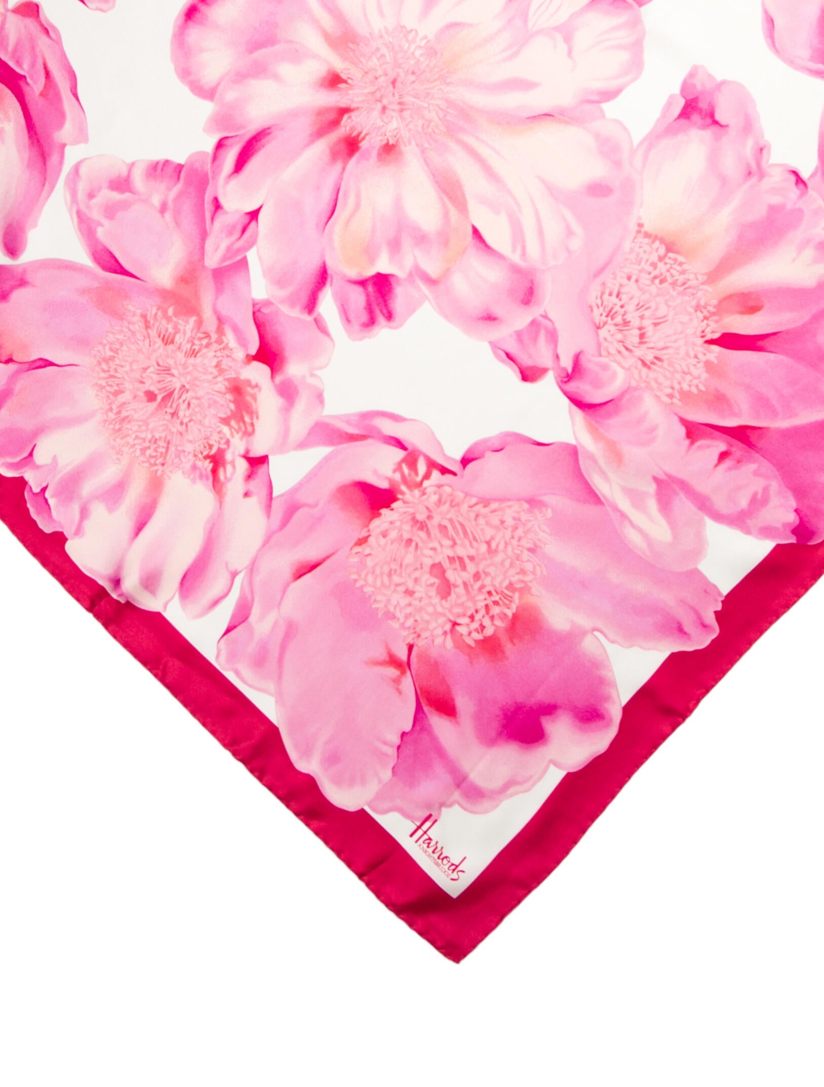 Harrods of London Silk Floral Print Scarf