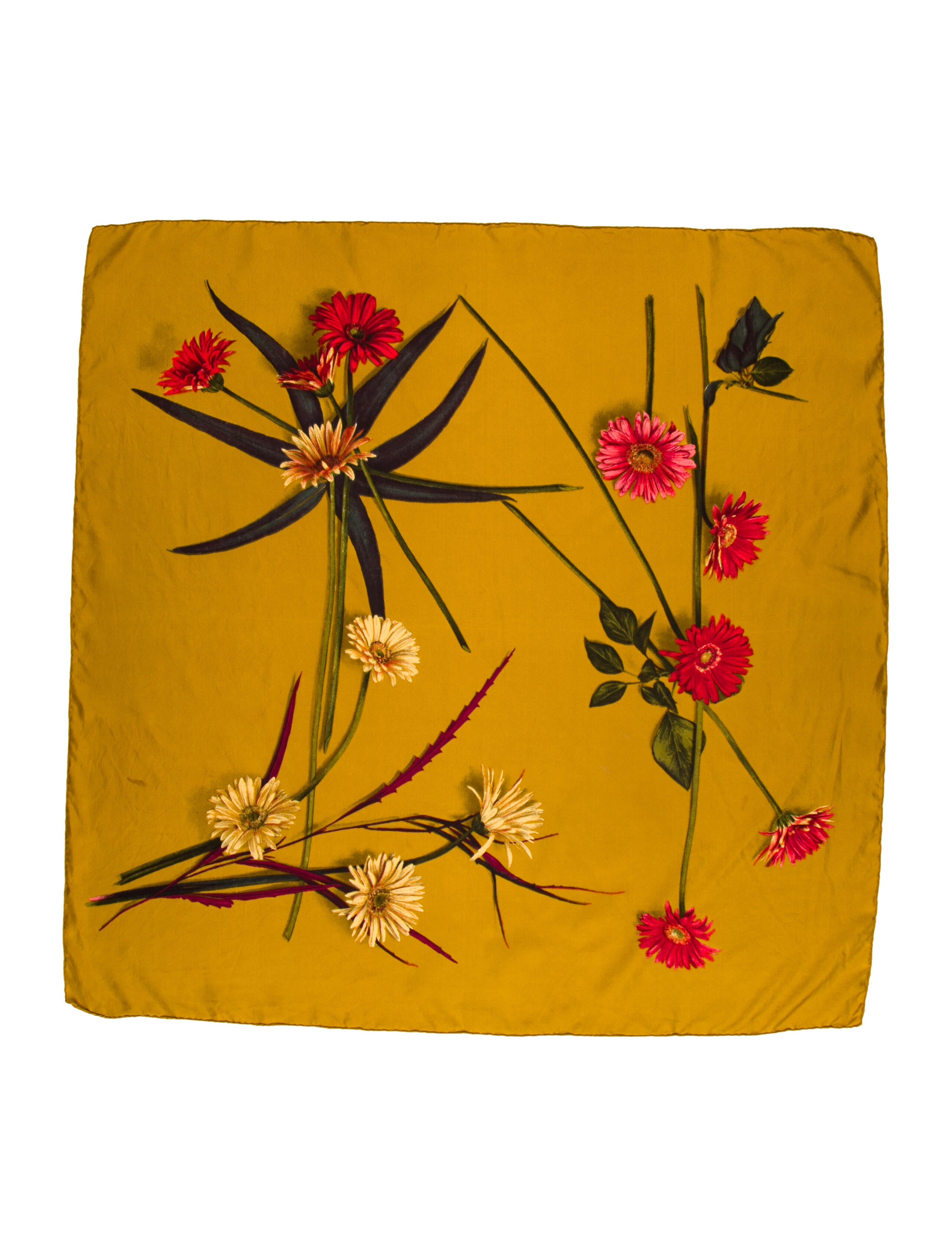 Harrods of London Silk Floral Print Scarf