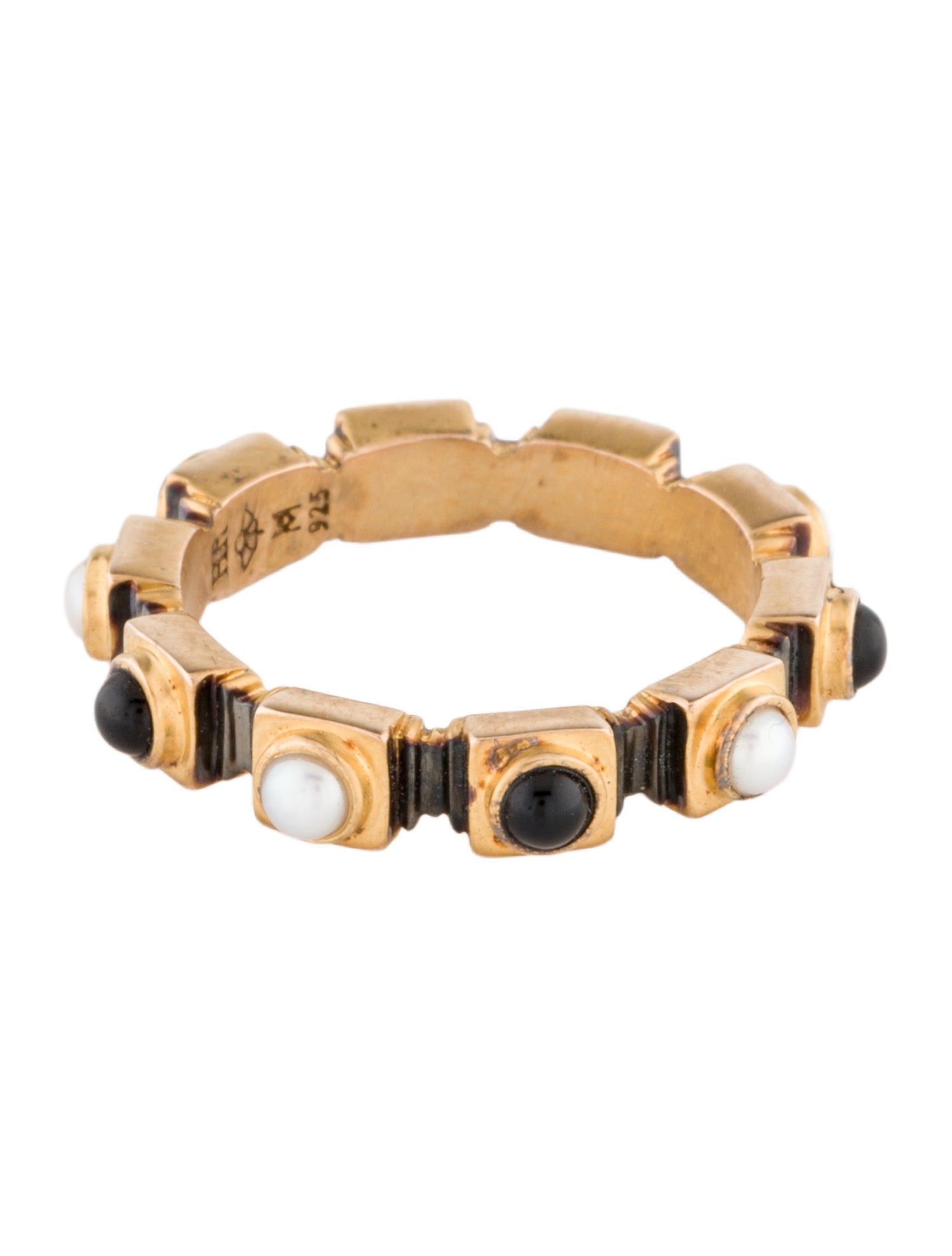 Harris Reed x Missoma Pearl And Black Stone Stacking Ring