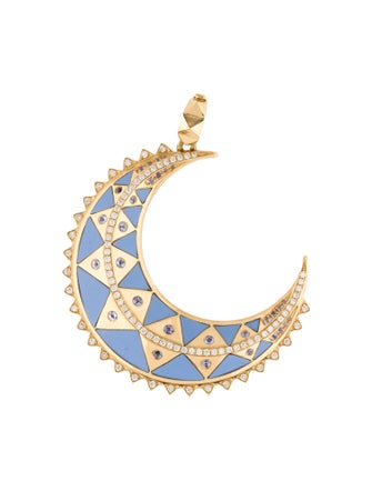 Harwell Godfrey 18K Tanzanite, Diamond & Ceramic Inlay Major Moon Pendant