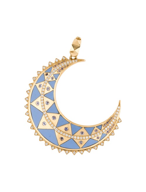 Harwell Godfrey 18K Tanzanite, Diamond & Ceramic Inlay Major Moon Pendant