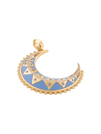 Harwell Godfrey 18K Tanzanite, Diamond & Ceramic Inlay Major Moon Pendant