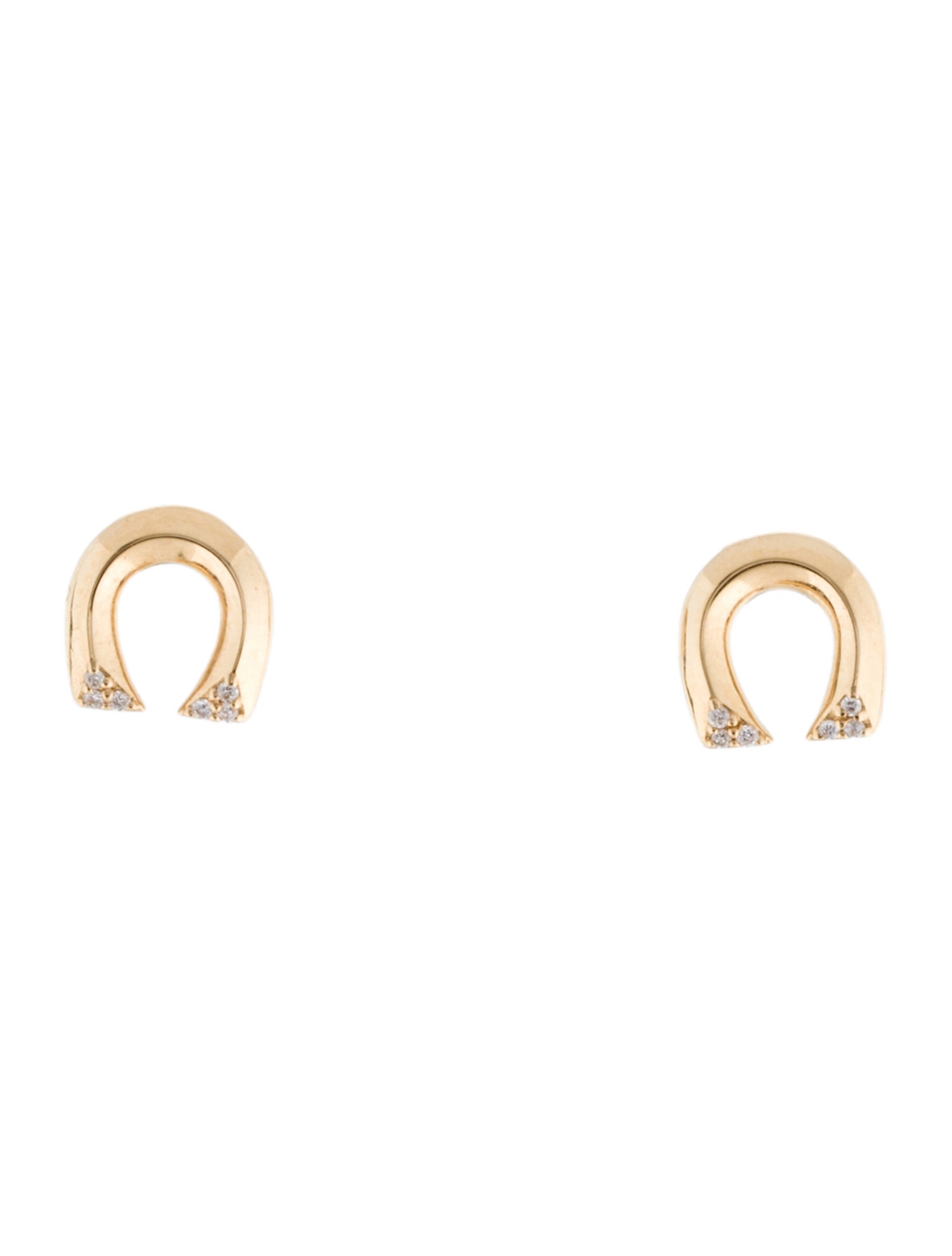 Harwell Godfrey 18K Diamond Tiny Horseshoe Stud Earrings