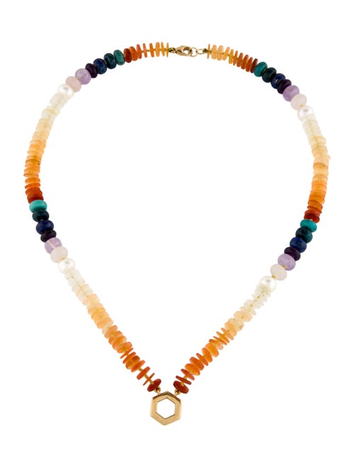 Harwell Godfrey 18K Pearl & Multistone Hexagon Necklace