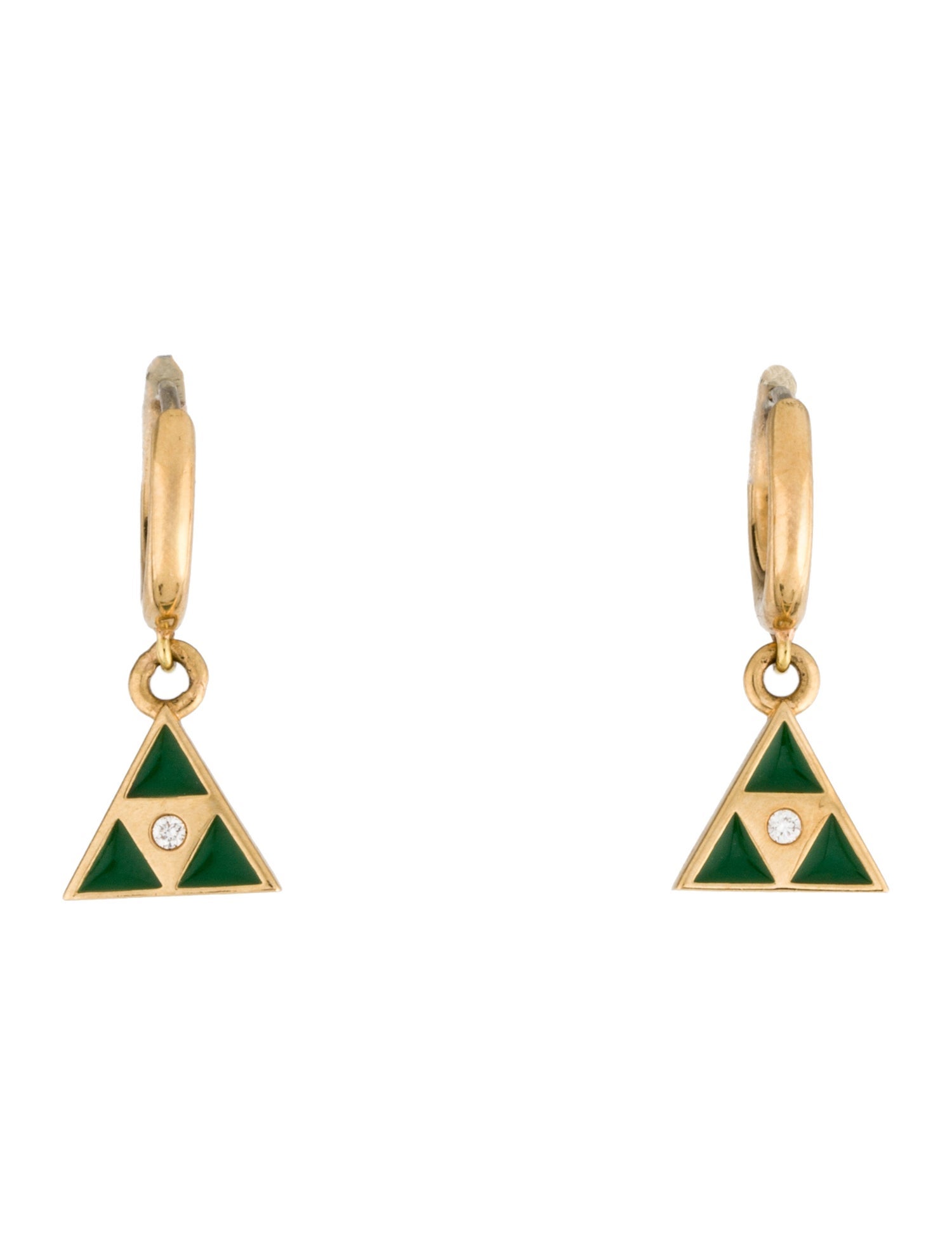 Harwell Godfrey 18K Diamond & Enamel Triangle Drop Earrings