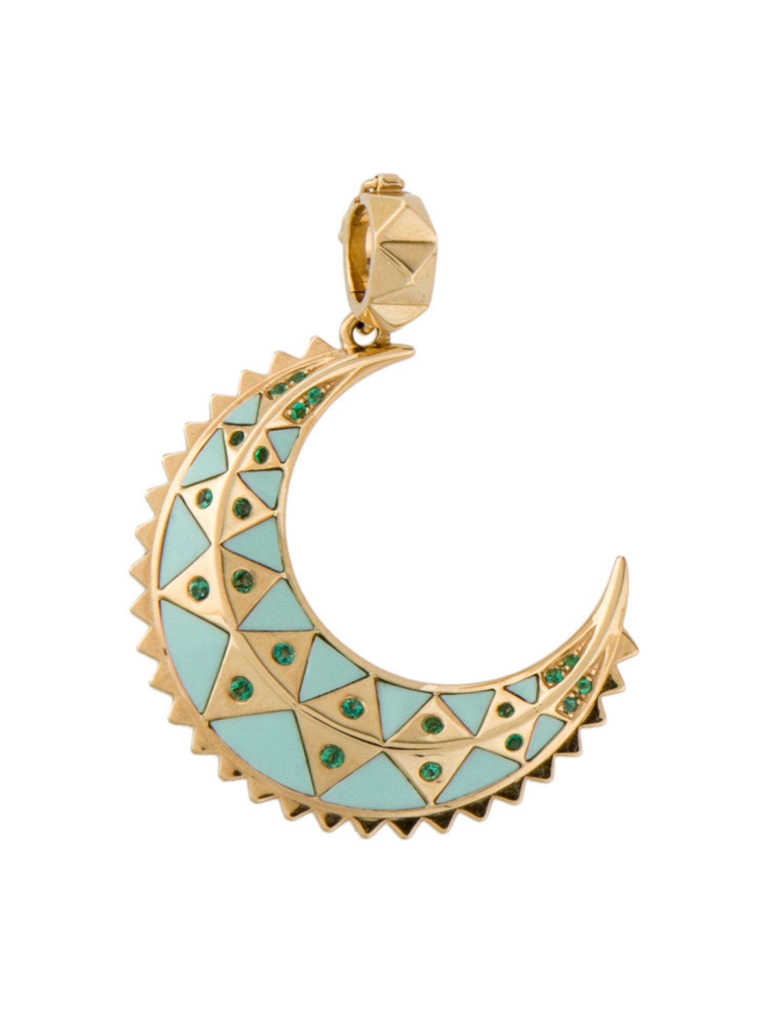 Harwell Godfrey 18K Resin & Emerald Mini Crescent Moon Pendant Enhancer