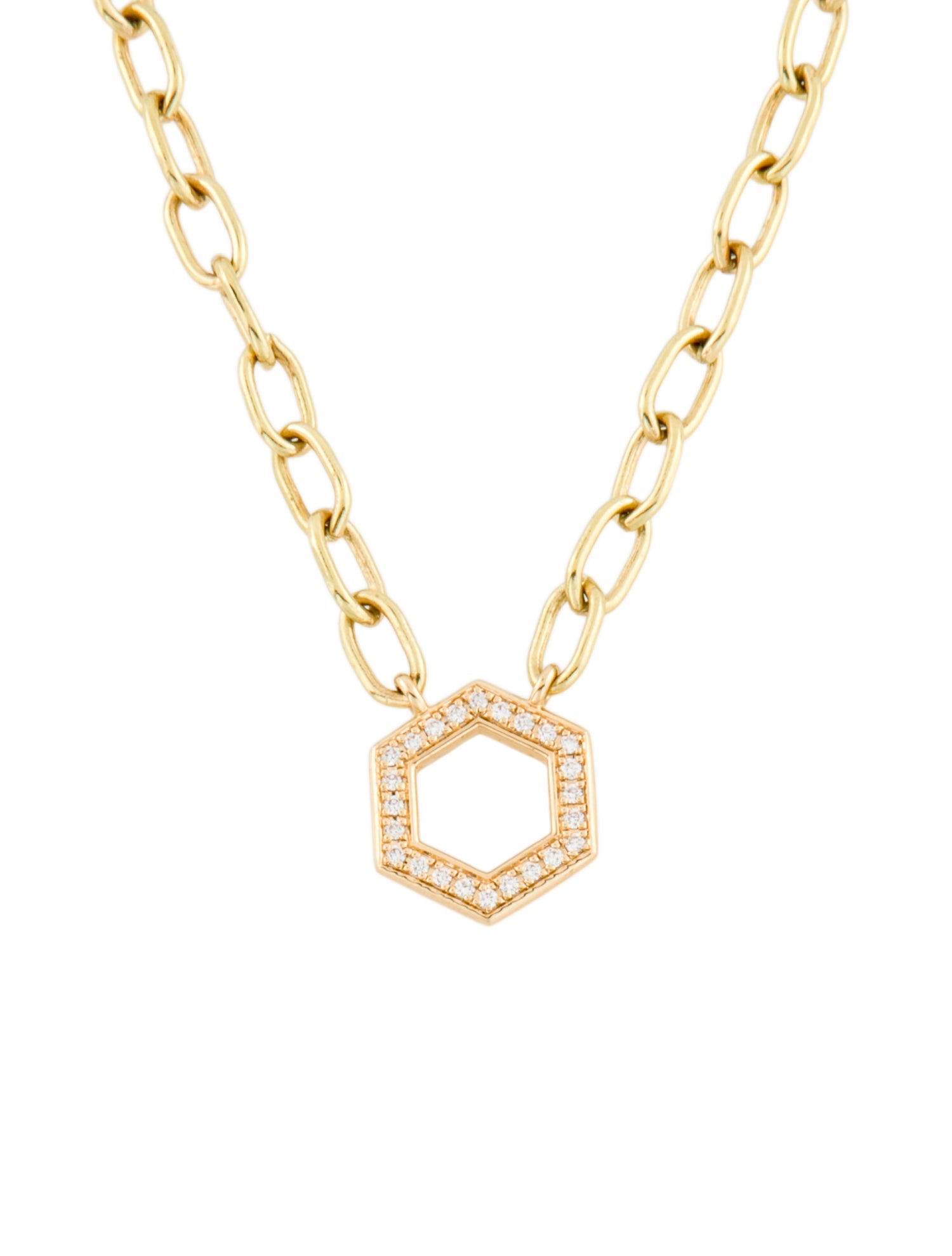 Harwell Godfrey 18K Diamond Mini Hexagon Foundation Pendant Necklace