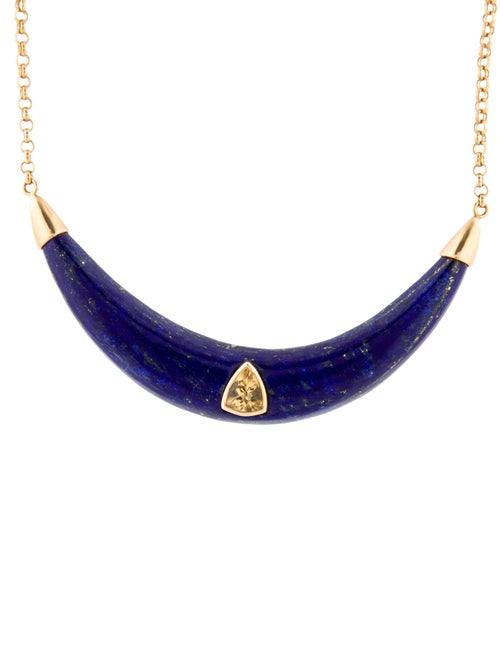 Haute Victoire 18K Citrine & Lapis Lazuli Crescent Moon Necklace