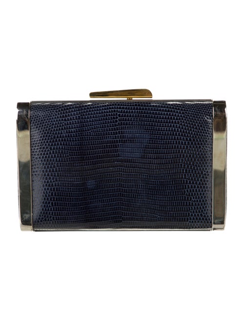 Hayward Lizard Box Clutch Navy