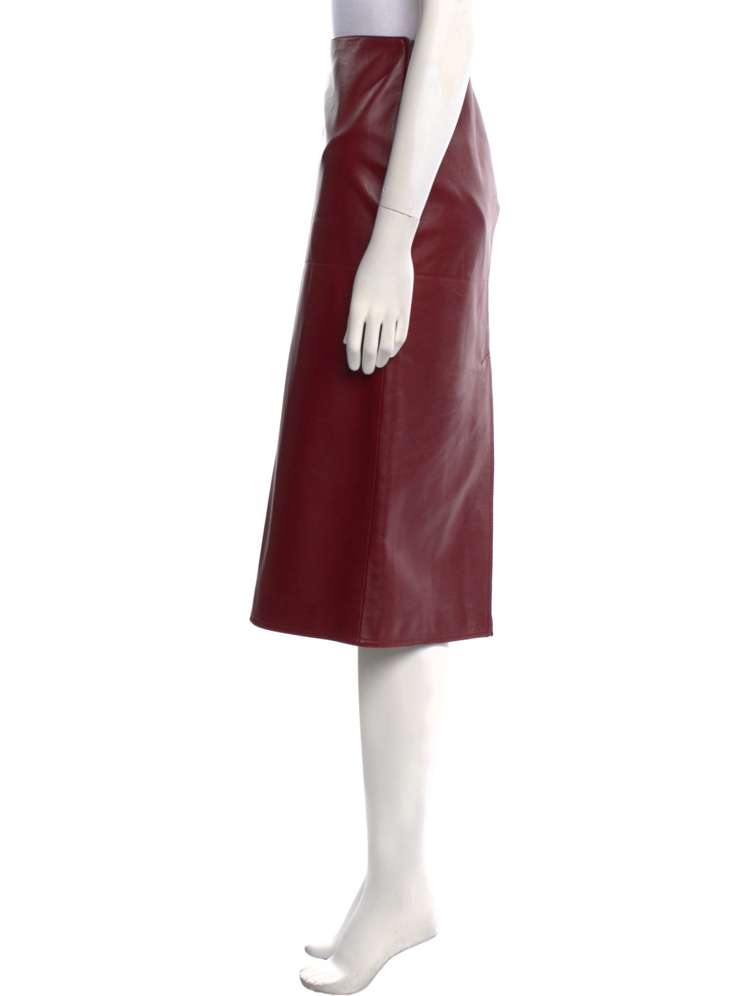 Veronica de Piante Leather Midi Length Skirt