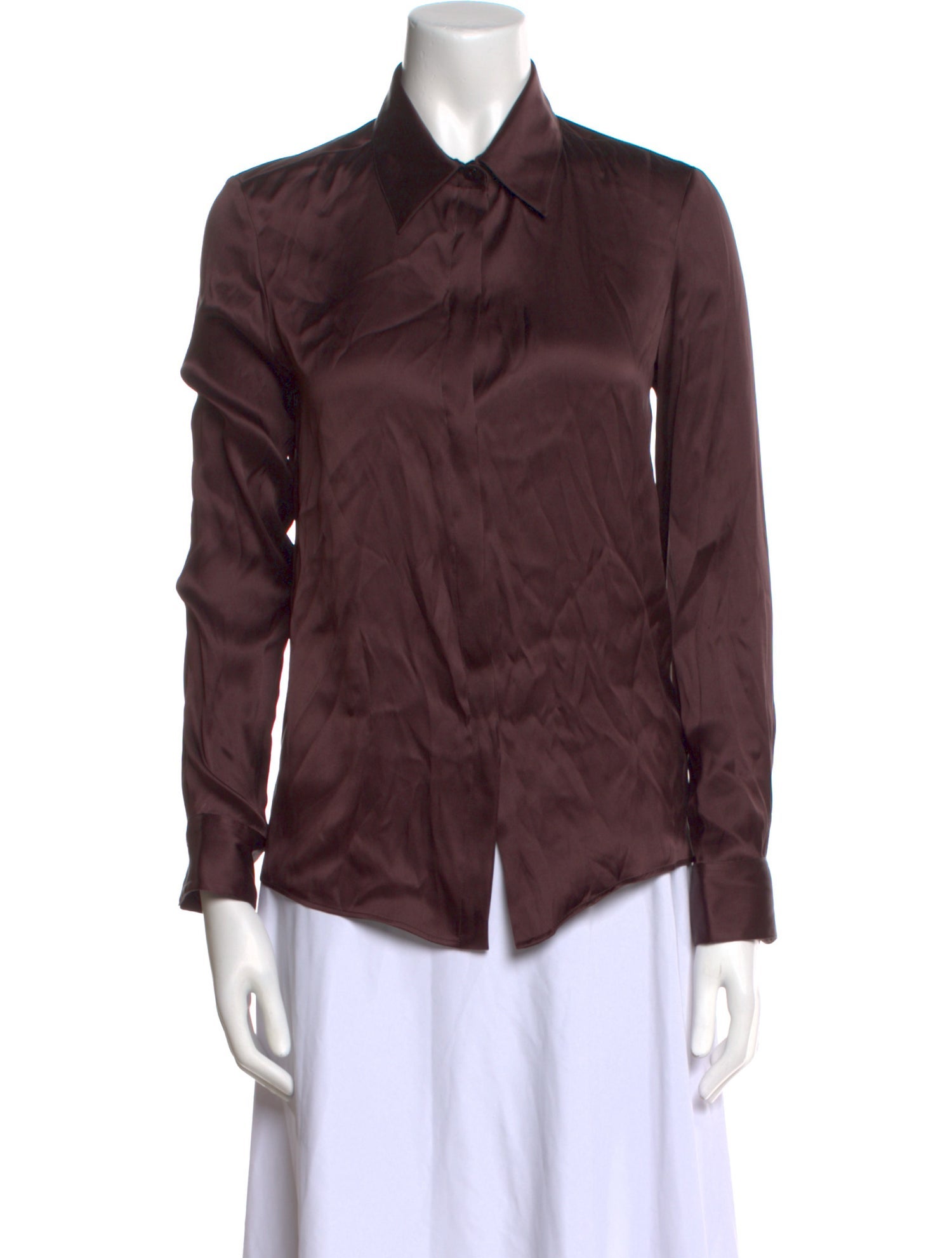 Veronica de Piante Silk Long Sleeve Button-Up Top w/ Tags