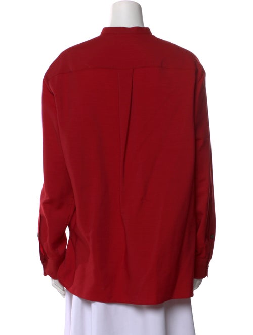Veronica de Piante Wool Mock Neck Button-Up Top