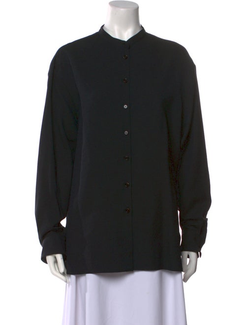 Veronica de Piante Wool Mock Neck Button-Up Top