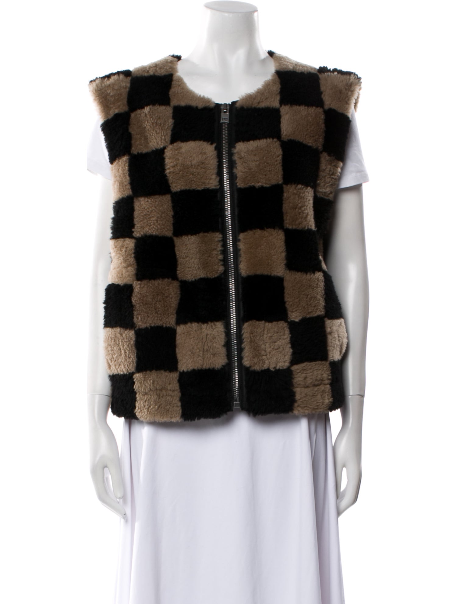 Coachtopia Shearling Plaid Print Fur Jacket w/ Tags