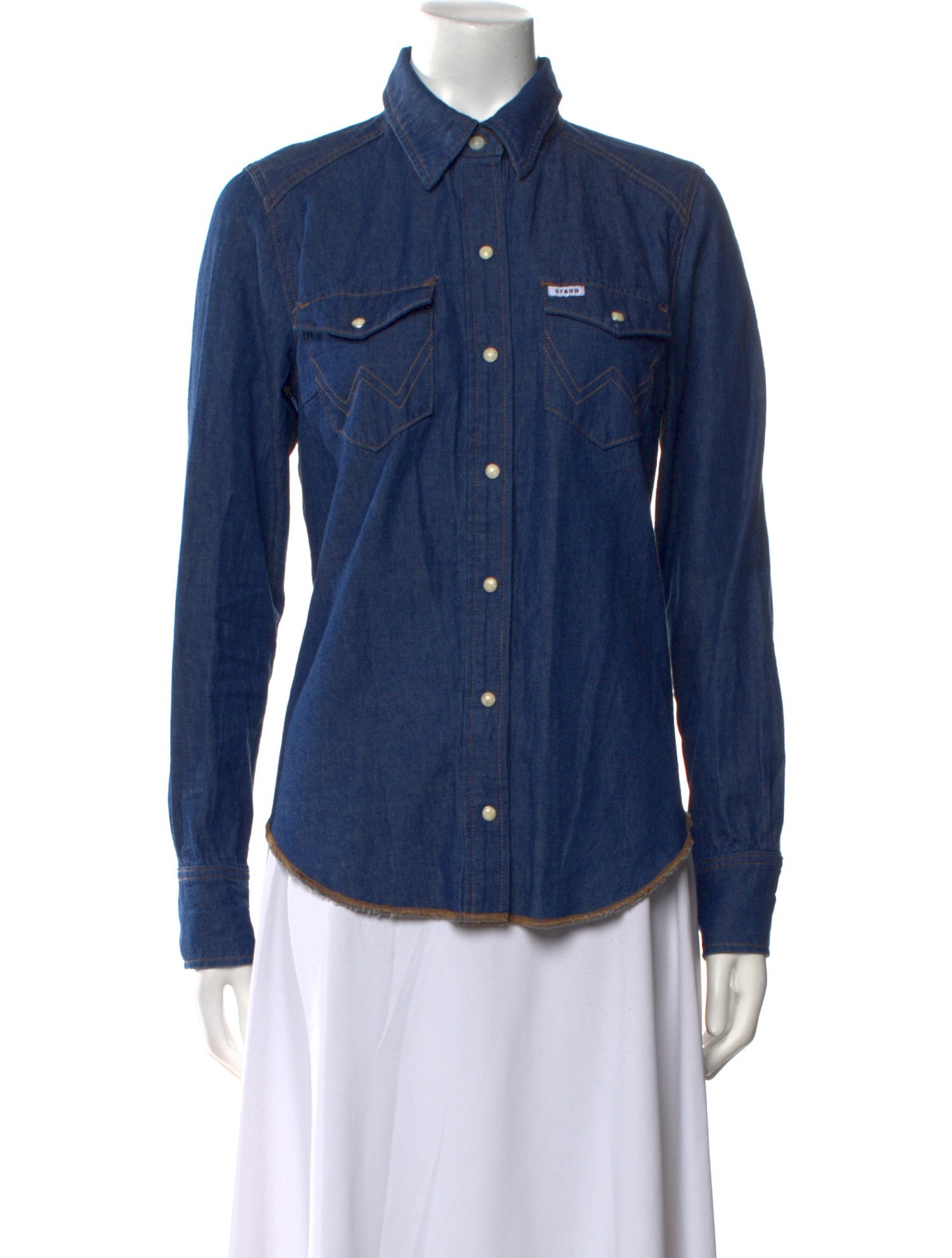 Staud + Wrangler Long Sleeve Button-Up Top