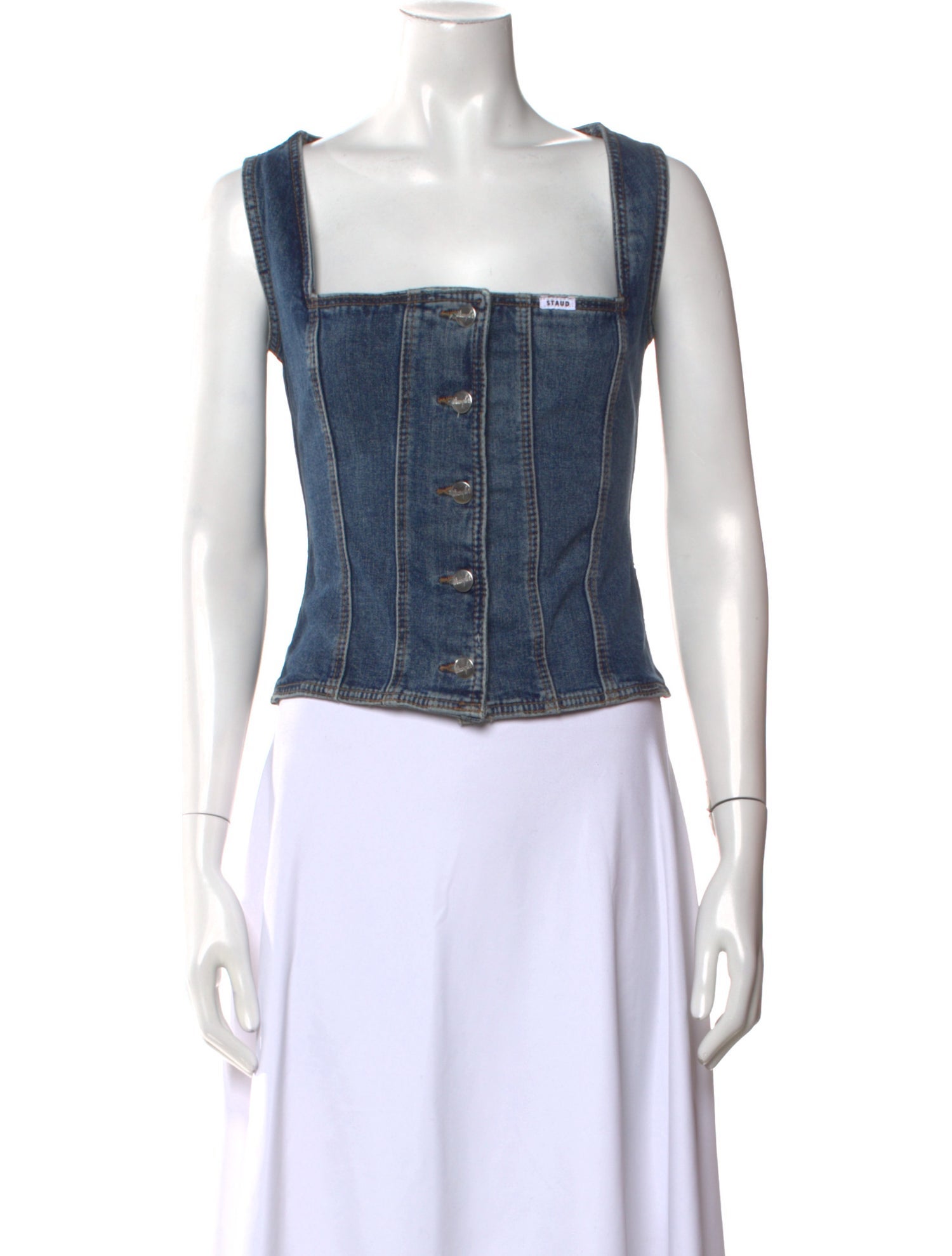 Staud + Wrangler Square Neckline Sleeveless Crop Top