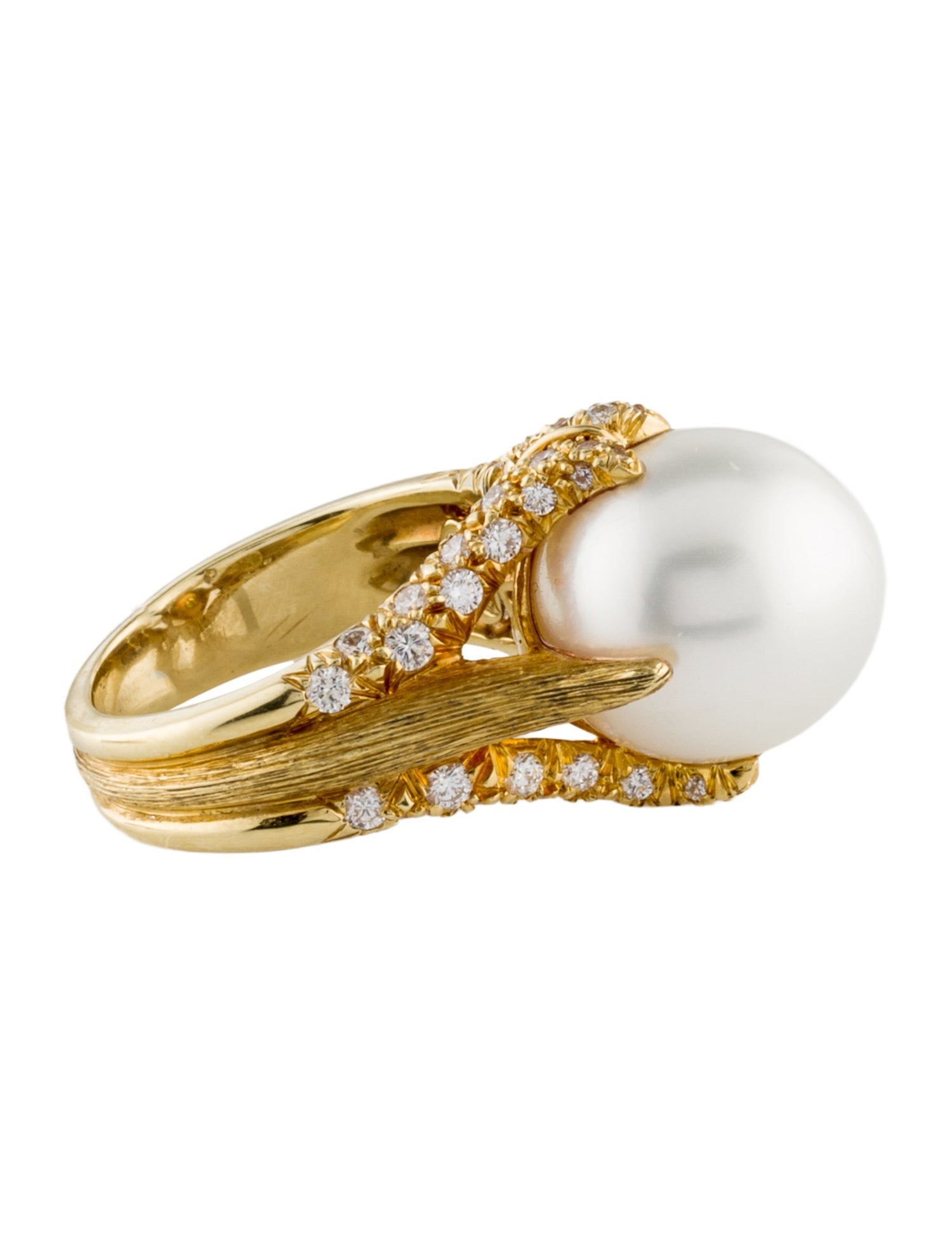 Henry Dunay 18K Pearl & Diamond Cocktail Ring