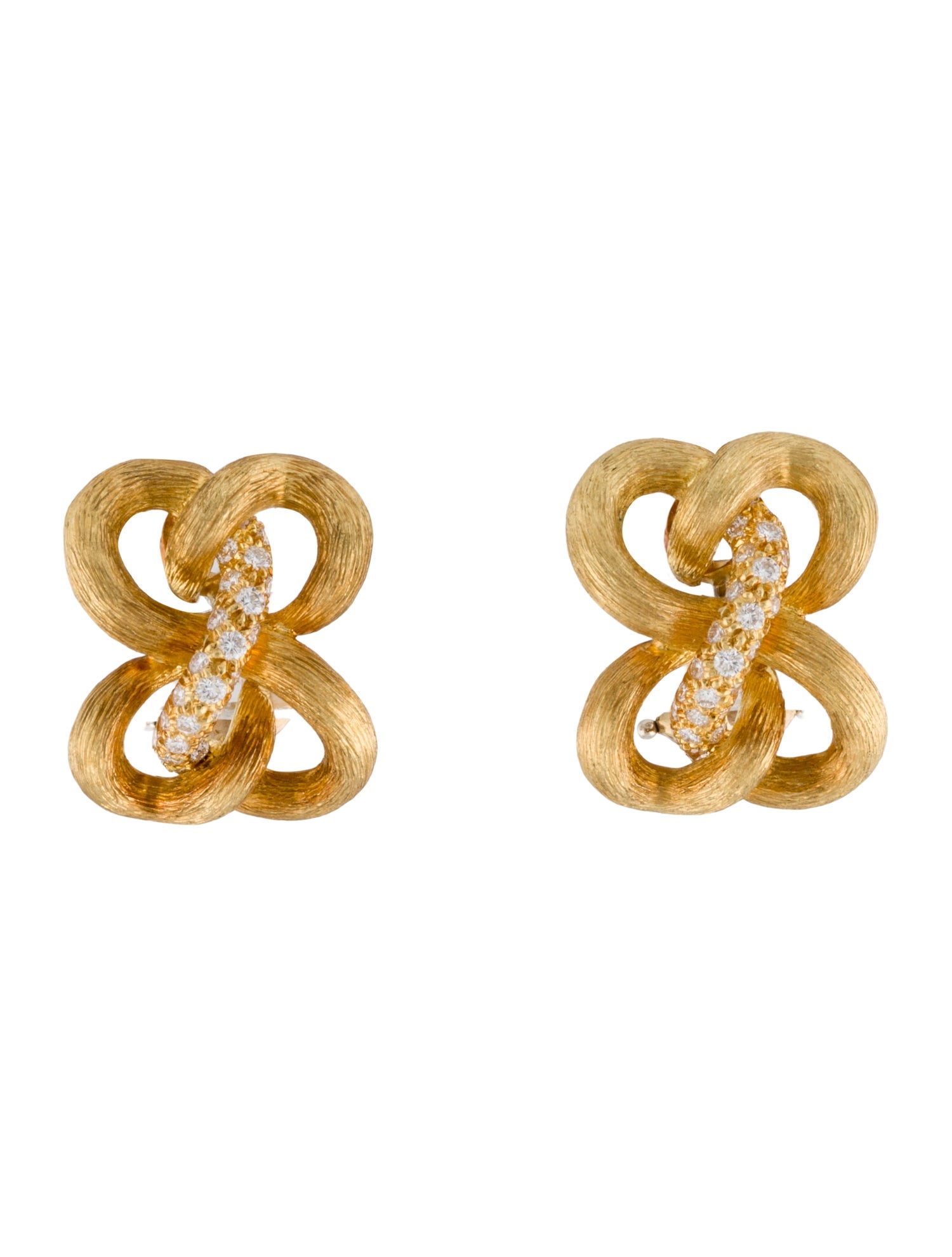Henry Dunay 18K Diamond Knot Earclip Earrings
