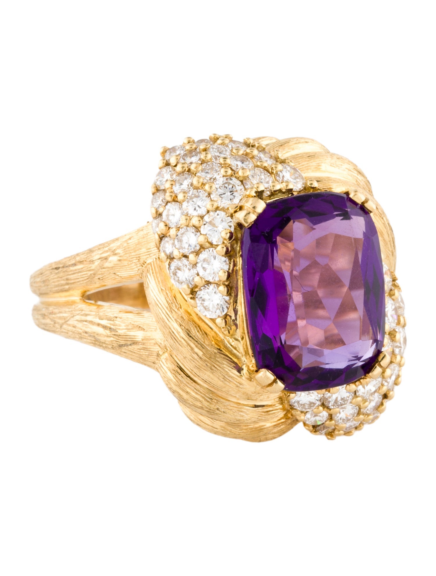 Henry Dunay 18K 5.86ct Amethyst & Diamond Cocktail Ring