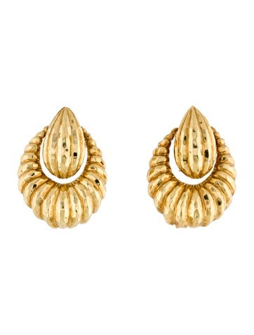 Pre-owned Henry Dunay 18k Door Knocker Earclips In Multi
