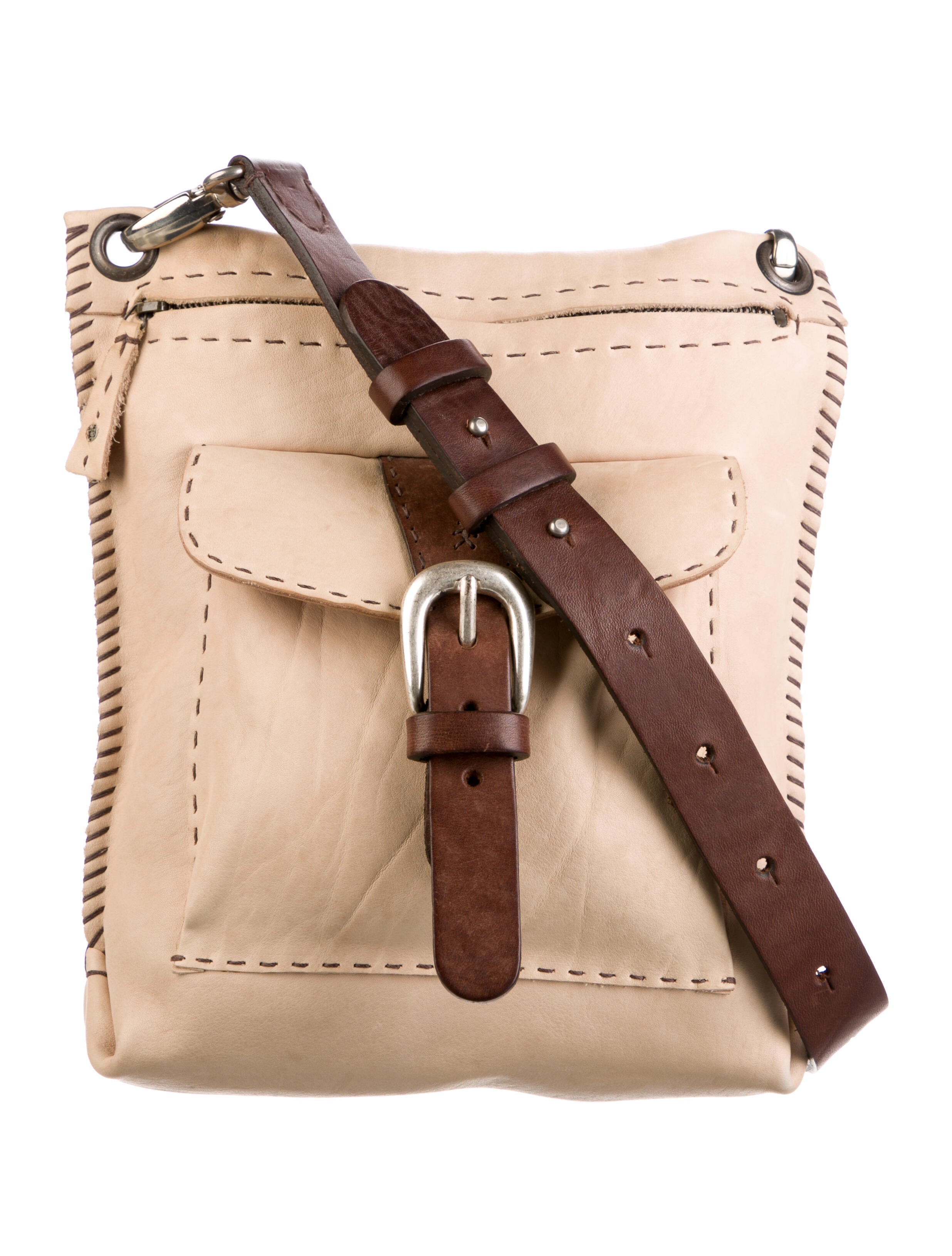 Henry Cuir Whipstitch Trim Leather Crossbody Bag Neutrals Crossbody Bags Handbags HEC21555