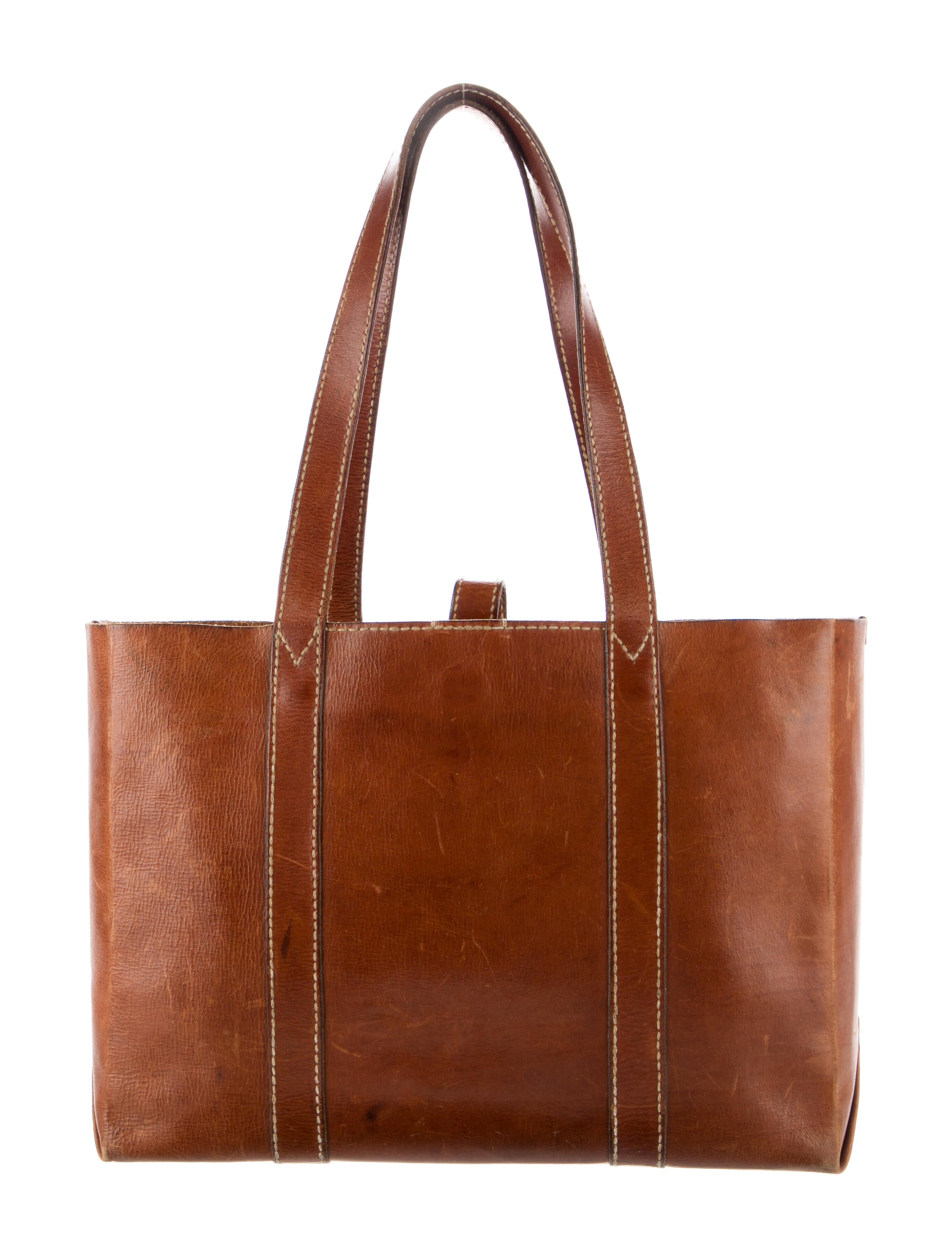 Henry Cuir Leather Tote Bag Brown Totes Handbags HEC21779 The RealReal