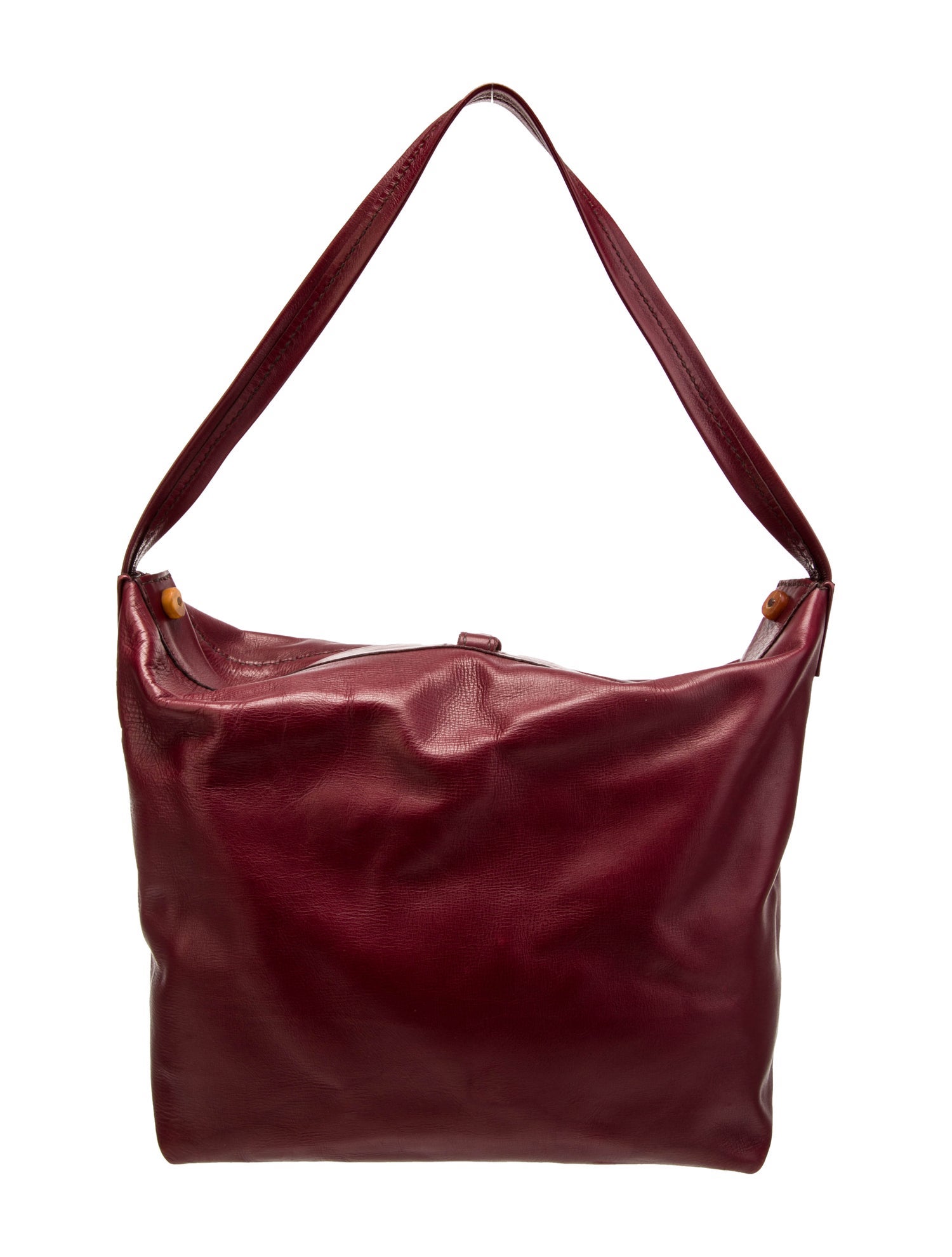 Henry Cuir Leather Shoulder Bag Burgundy Shoulder Bags Handbags HEC21775 The RealReal