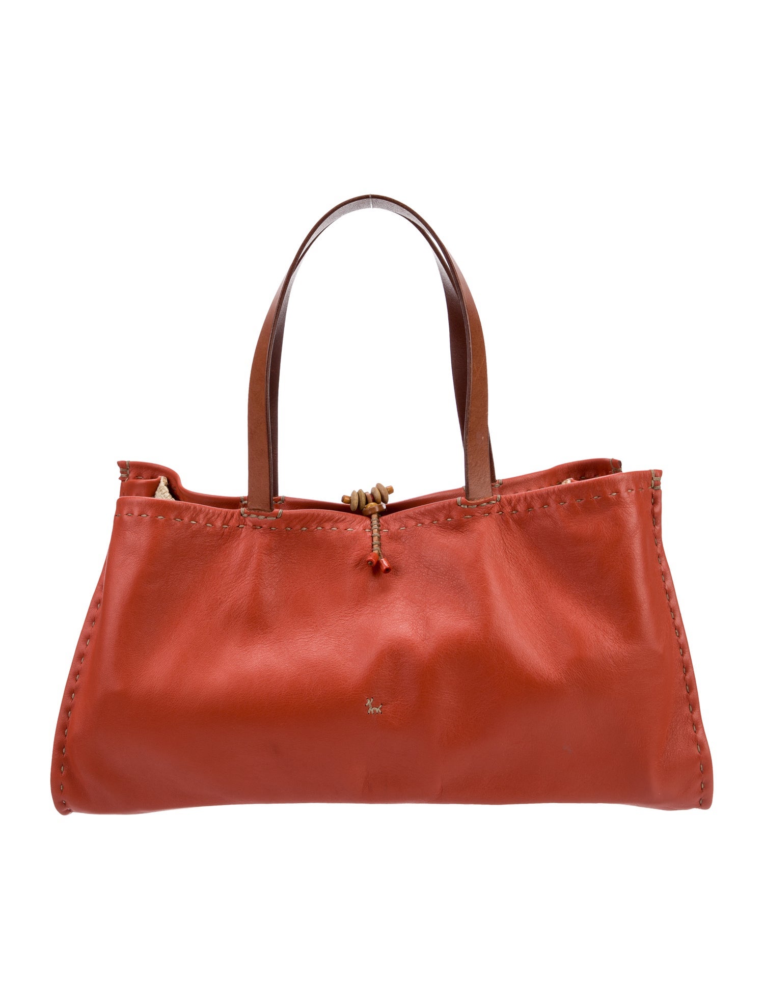 Henry Cuir Leather Tote Bag - Orange Totes, Handbags - HEC21878 