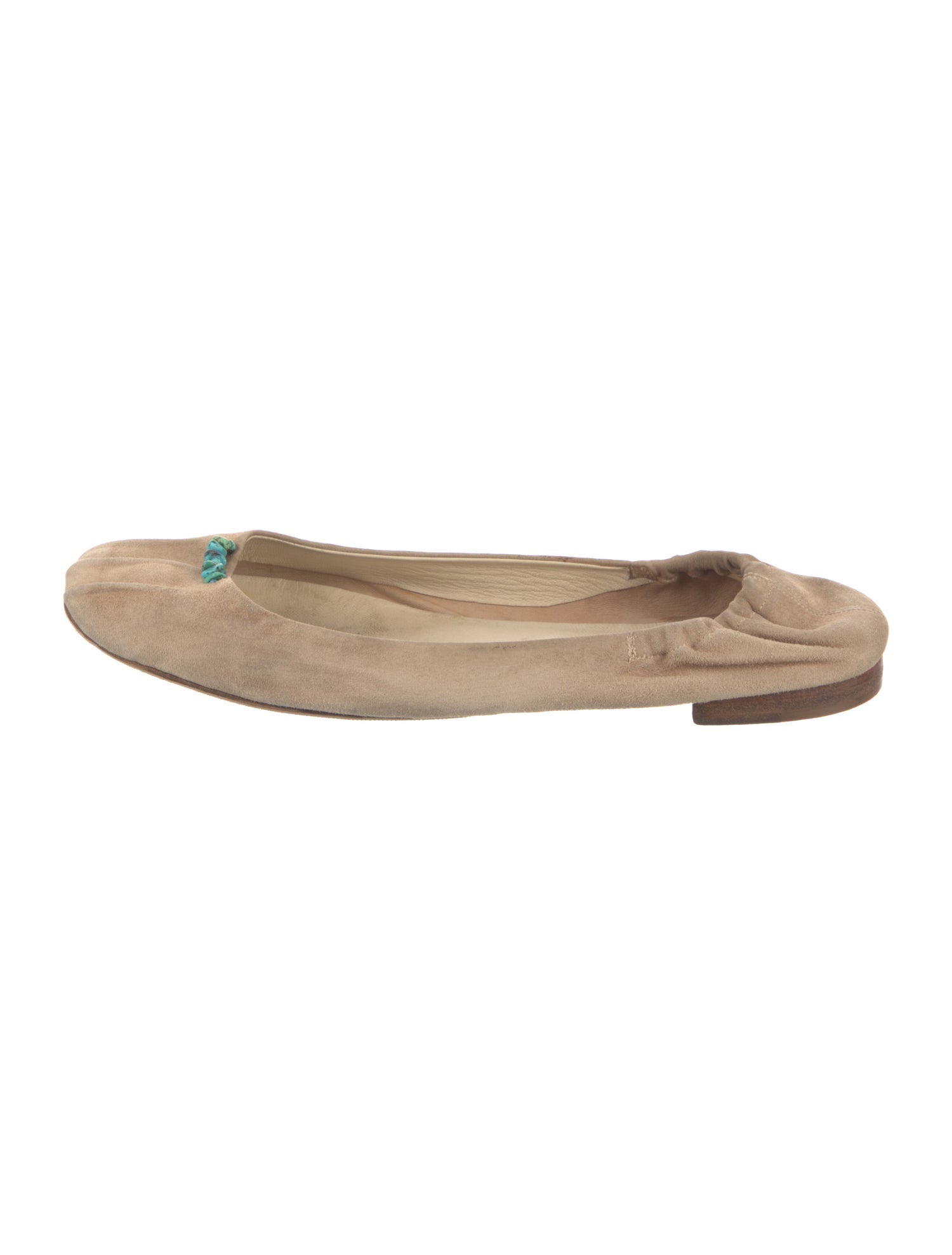 Henry Cuir Suede Beaded Accents Ballet Flats