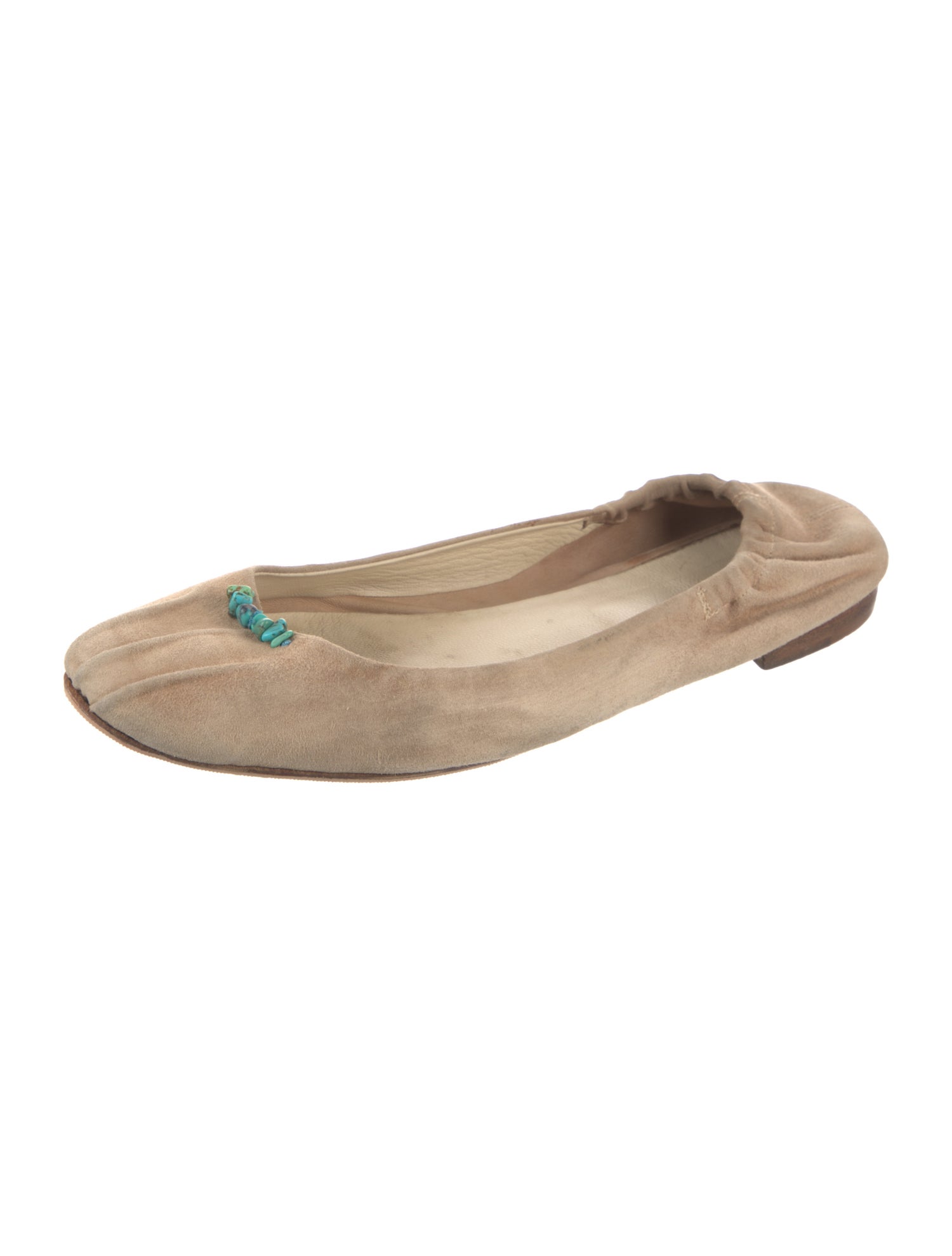 Henry Cuir Suede Beaded Accents Ballet Flats
