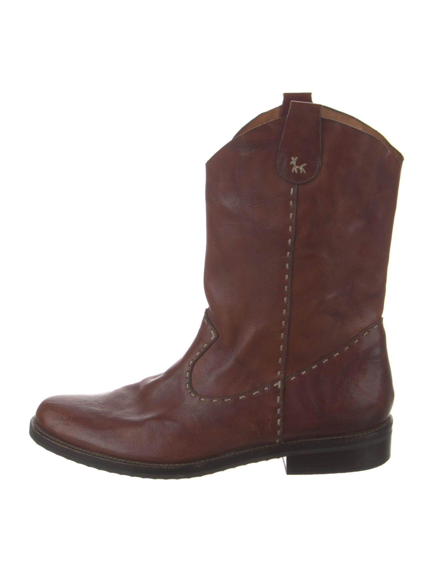 Henry Cuir Leather Embroidered Accent Western Boots
