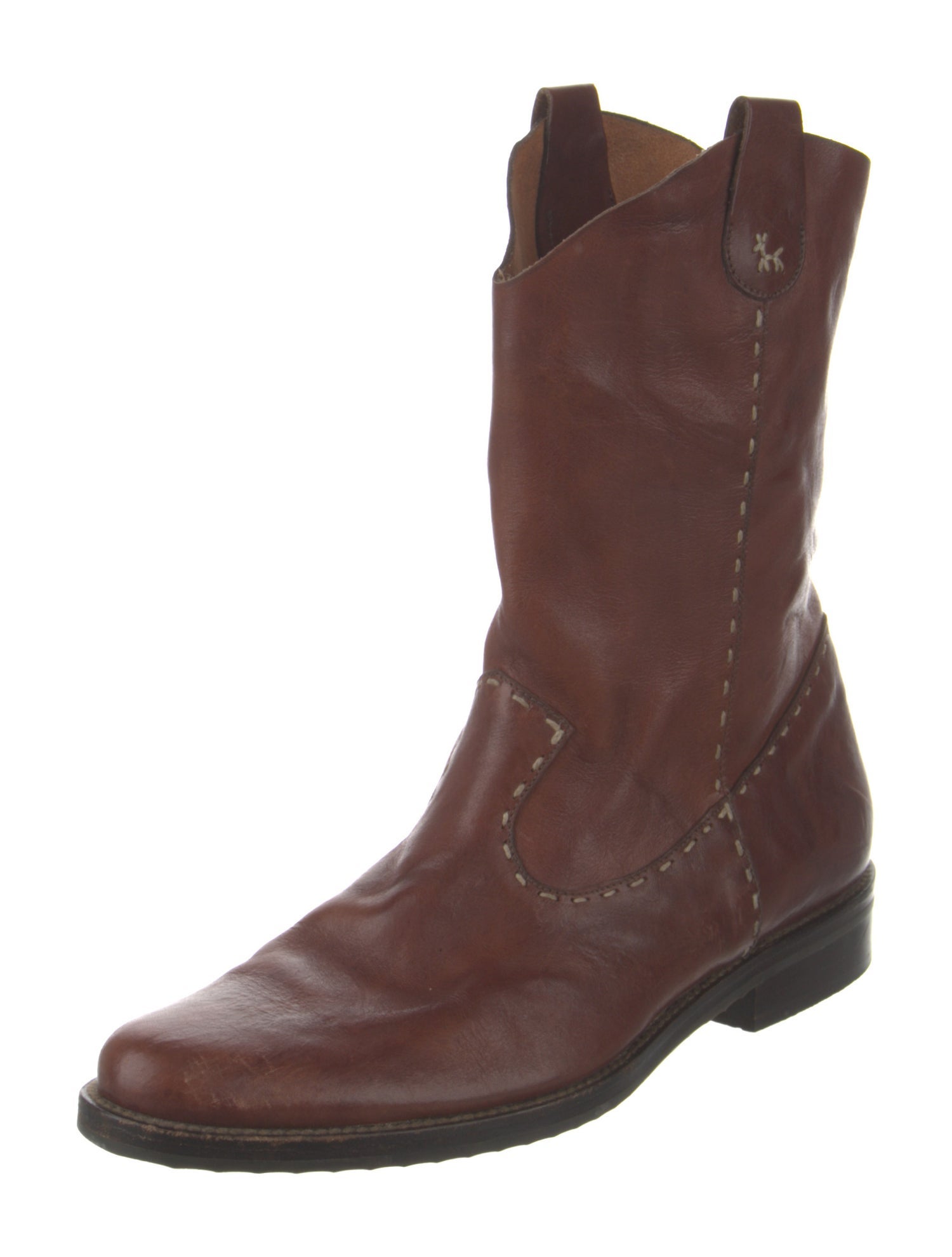 Henry Cuir Leather Embroidered Accent Western Boots