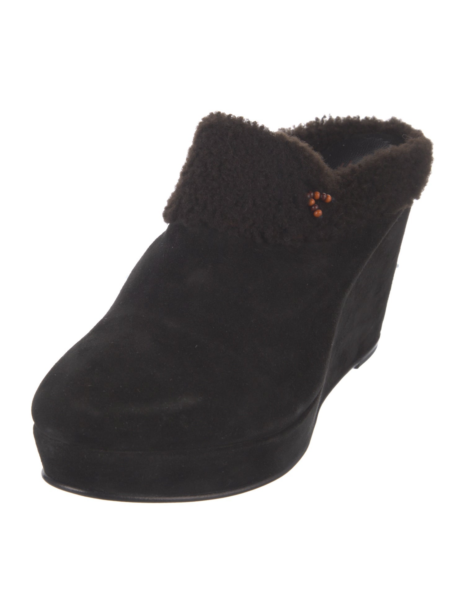 Henry Cuir Suede Fur Trim Mules