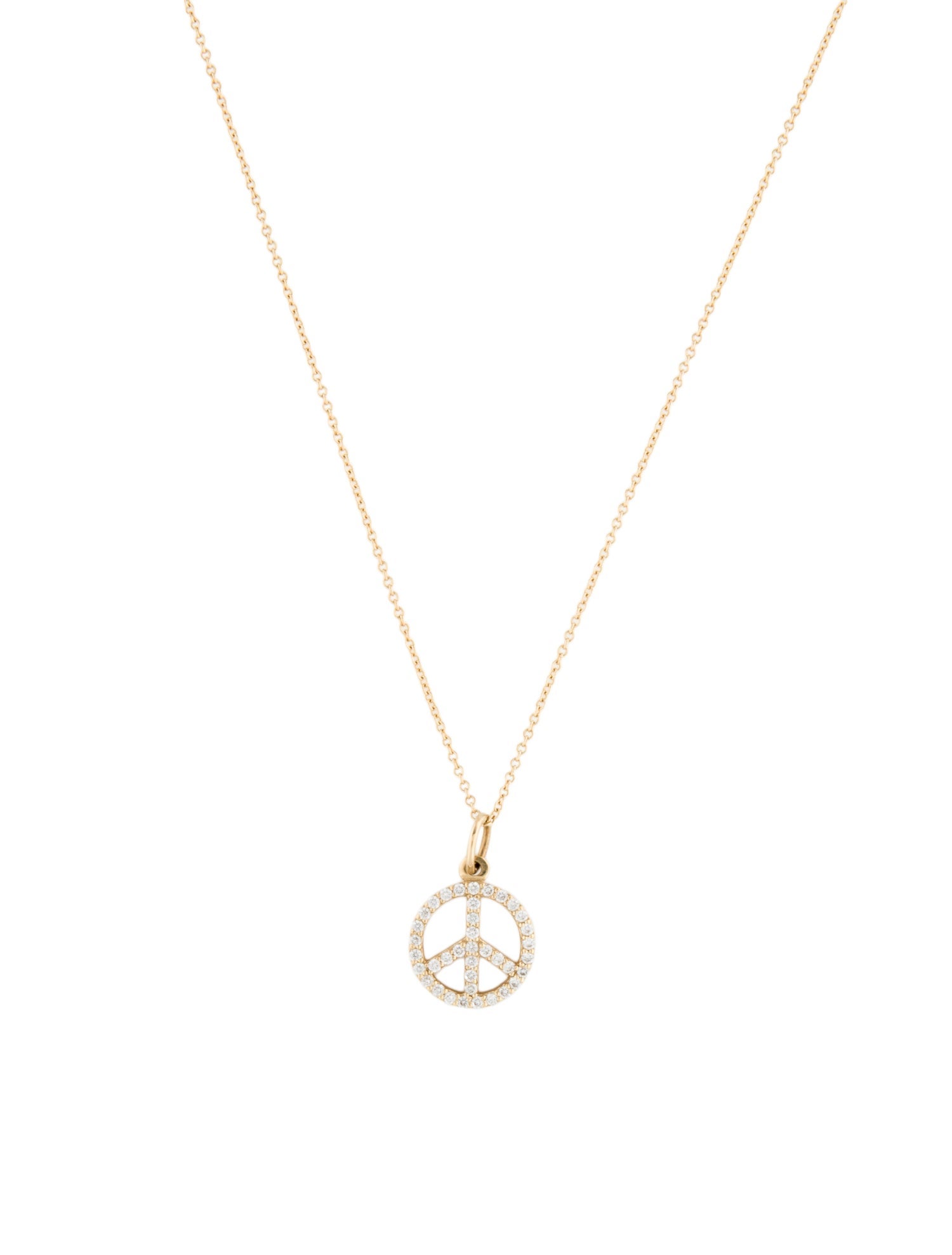 Helen Ficalora 14K Diamond Peace Sign Pendant Necklace