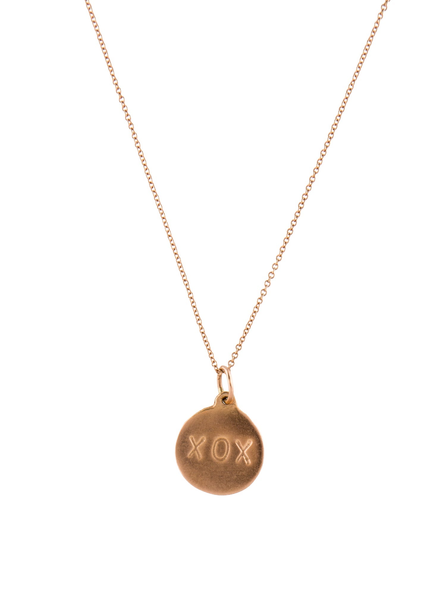 Helen Ficalora 14K "XOX" Disk Charm Pendant Necklace