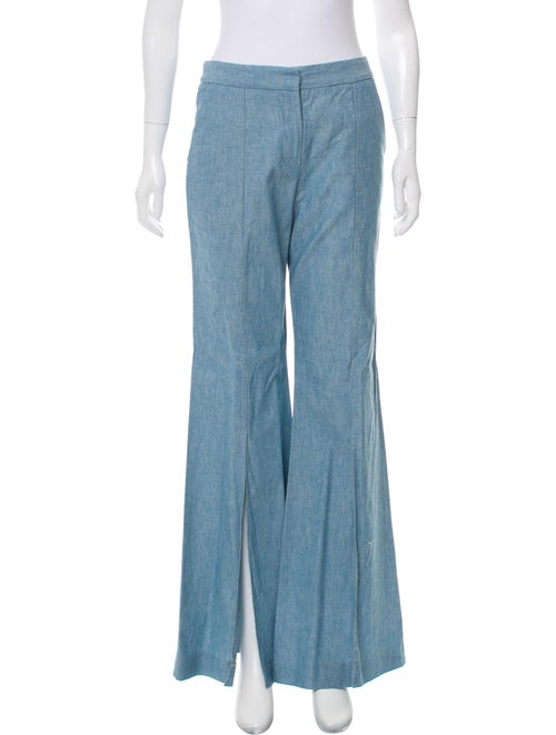 Hellessy Wide-Leg Chambray Pants blue