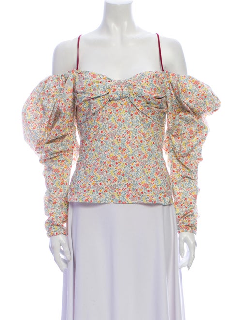 Hellessy Floral Print Off-The-Shoulder Blouse